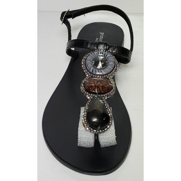 PRIMADONNA COLLECTION WOMEN SANDALS SIZE EURO 38 NEW IN BOX BLACK W/ BEADS 99010 - Picture 5 of 12